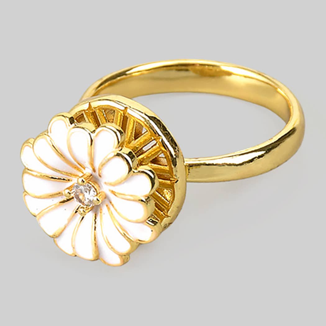 Lacquered Daisy Spinner Ring