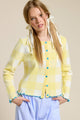 Plaid Cardigan w/ Heart Buttons in Lemon (REG)