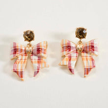Plaid Bow Drop Earrings