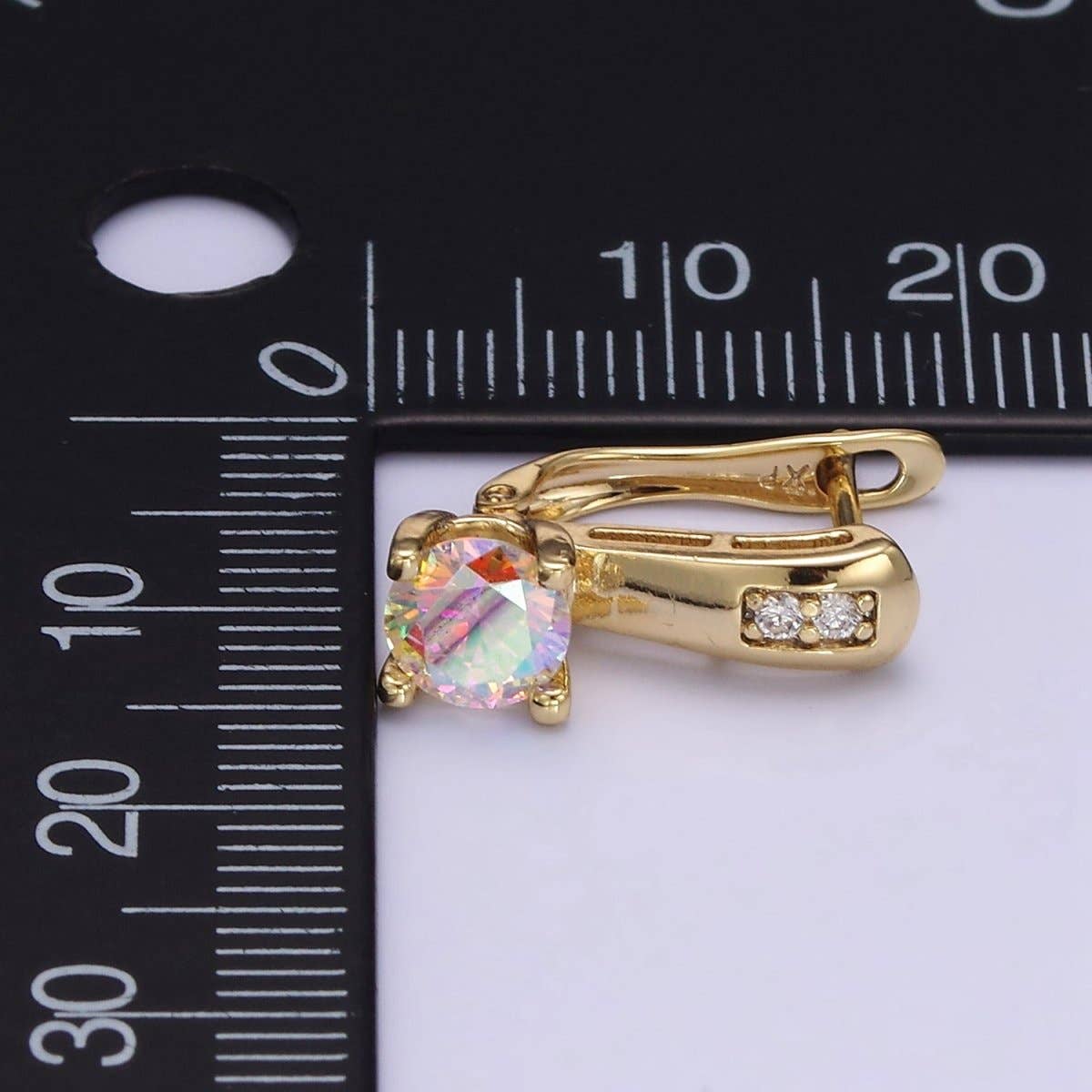 24K CZ English Lock Hoop Earrings