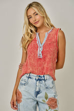 Thermal Sleeveless Henley Top in Tomato (REG)