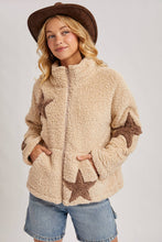 Star Shaped Teddy Sherpa Jacket in Beige (REG)