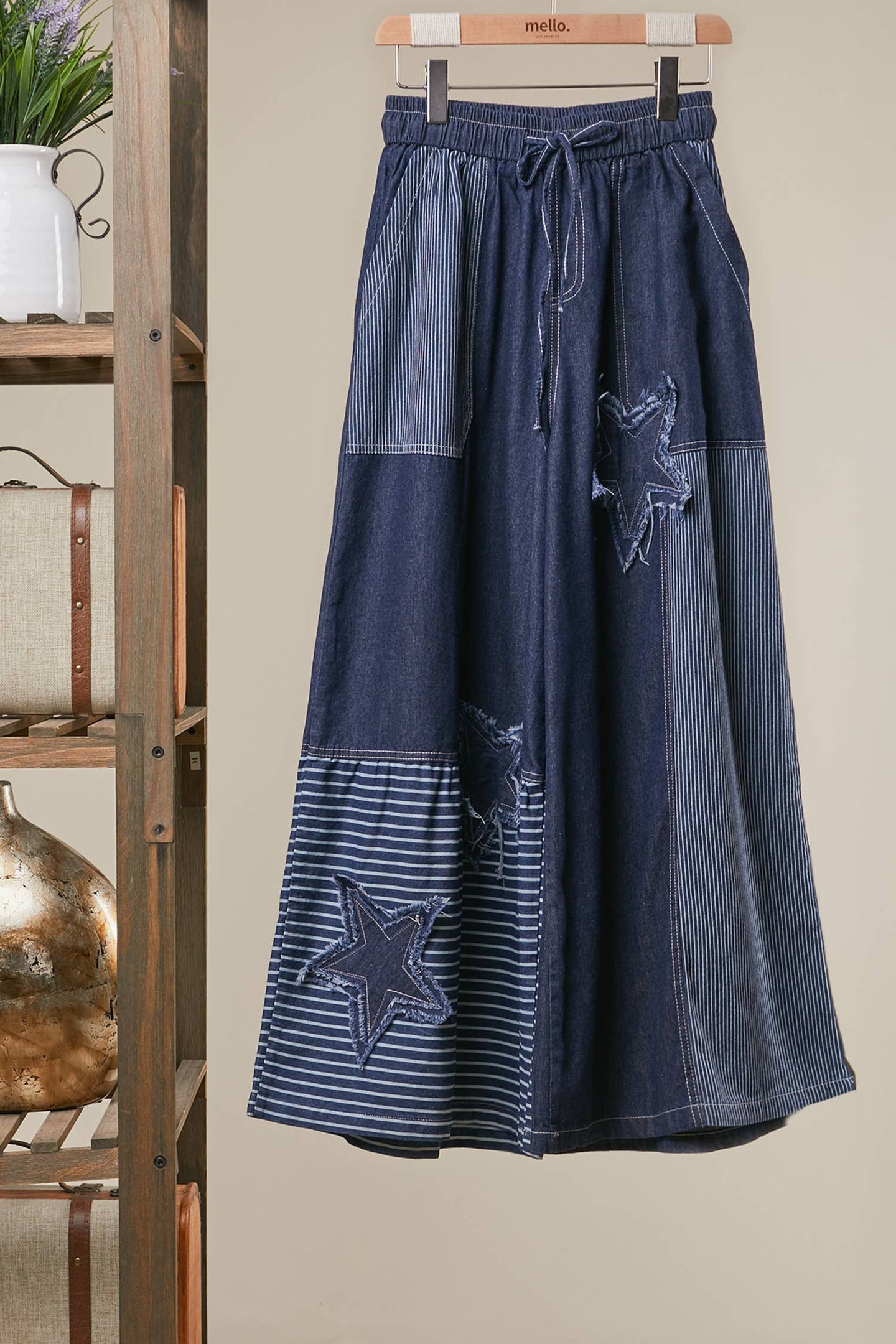 Frayed Star Patchwork Wide Pants (REG)