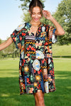 Black Multi Print Mini Dress (REG)