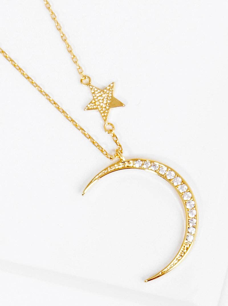 18K CZ Celestial Moon Necklace