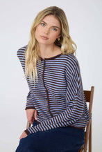 Striped Raw Edge Cardigan in Dark Brown (REG)