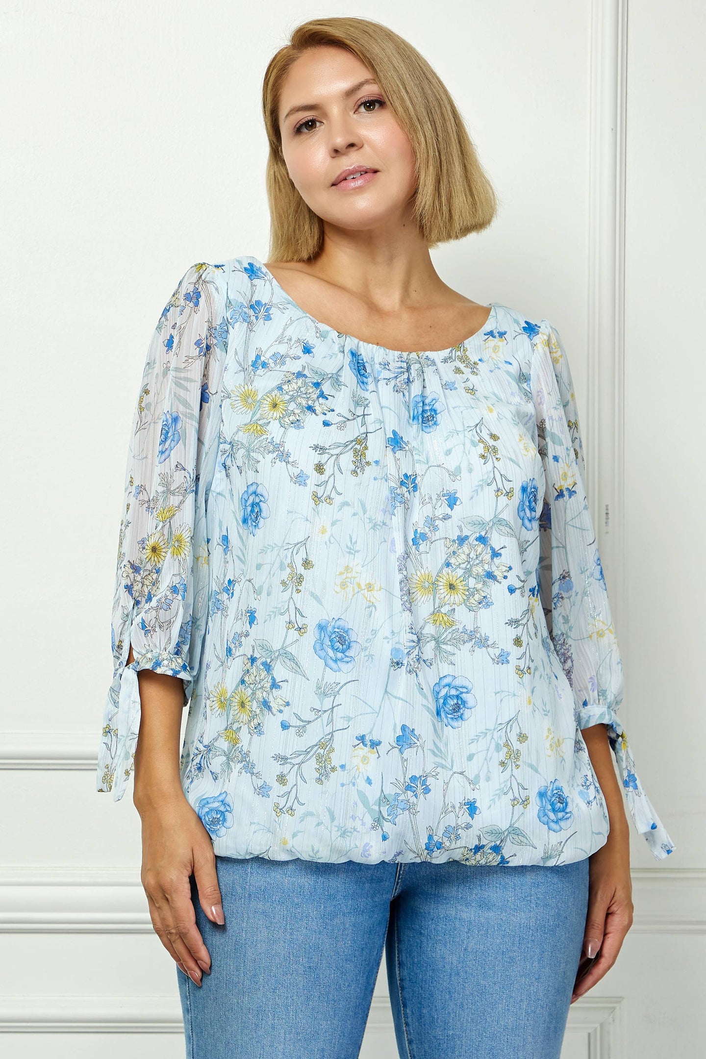 Spring Breeze Chiffon Top in Light Blue (PLUS)