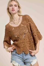 Mocha Floral Crochet Top (REG)