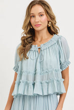 Tiered Ruffle Layer Top in Misty Blue (REG)