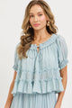 Tiered Ruffle Layer Top in Misty Blue (REG)