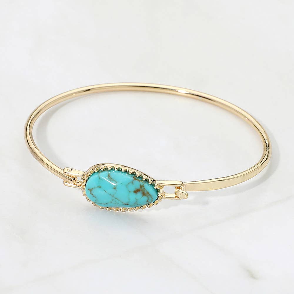 Oval Stone Bangle Bracelet