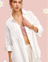 Crinkle Gauze Button Top in White (REG)