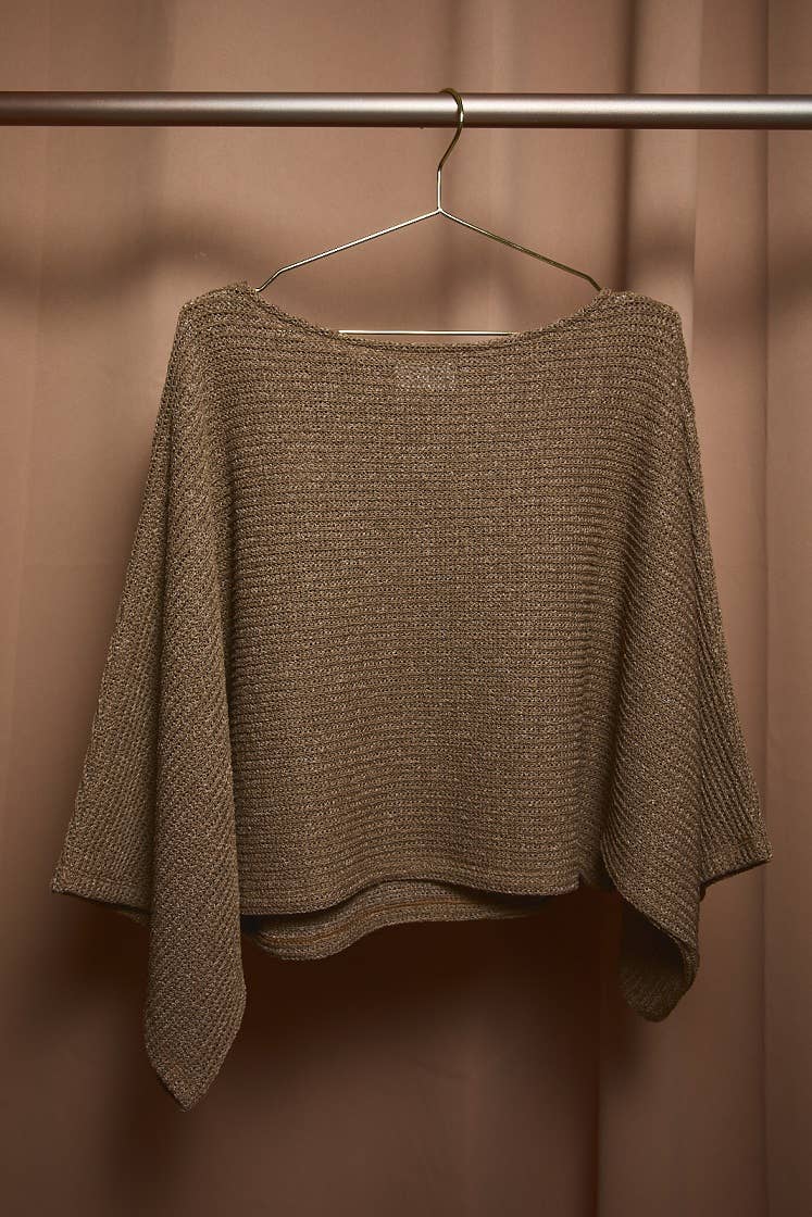 Feeling Fall Poncho Sweater in Brown (REG)