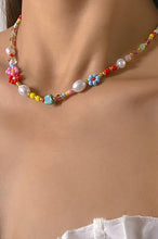 Colorful Daisy Pearl Beaded Necklace