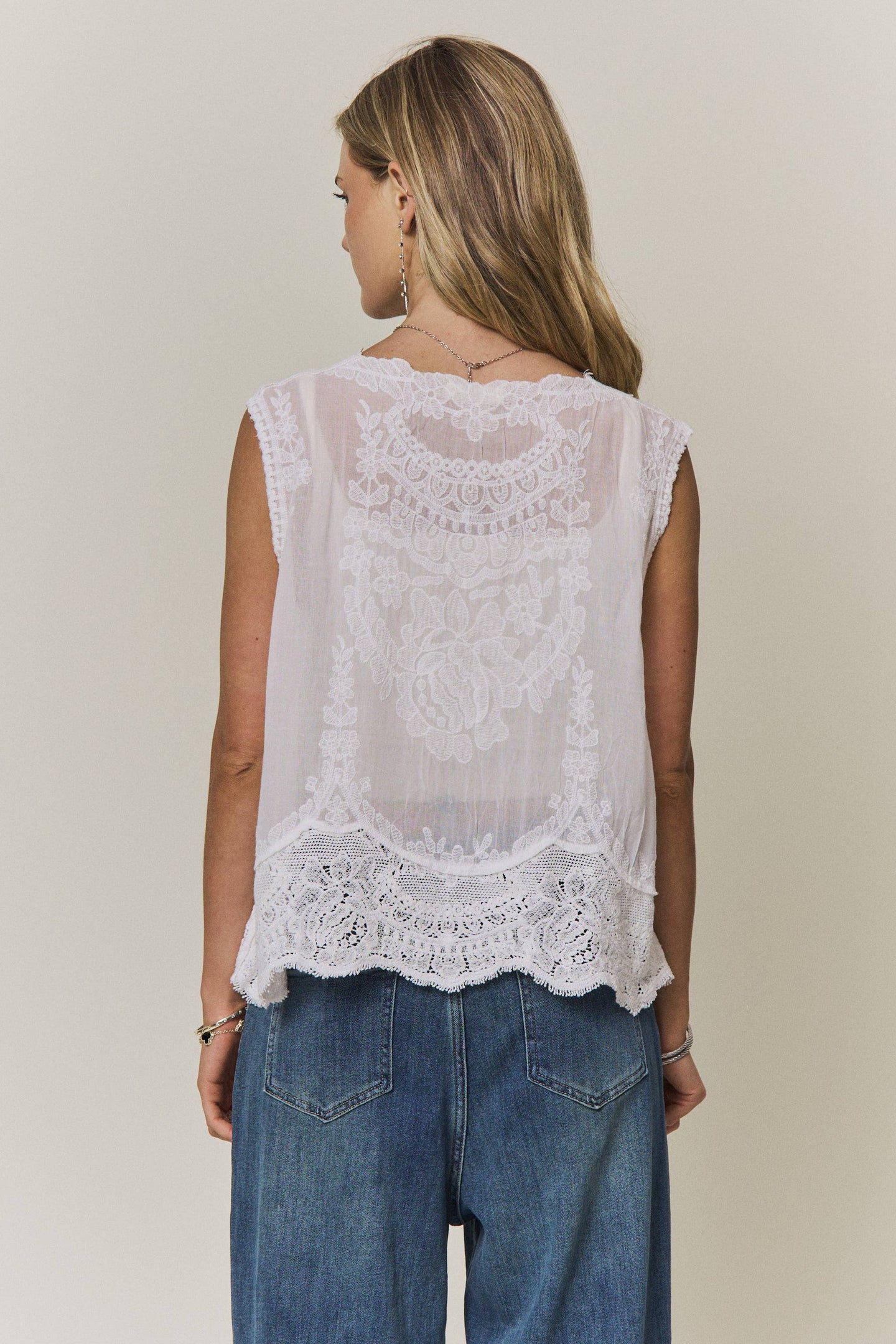 Sleeveless Scallop Lace Top (REG)