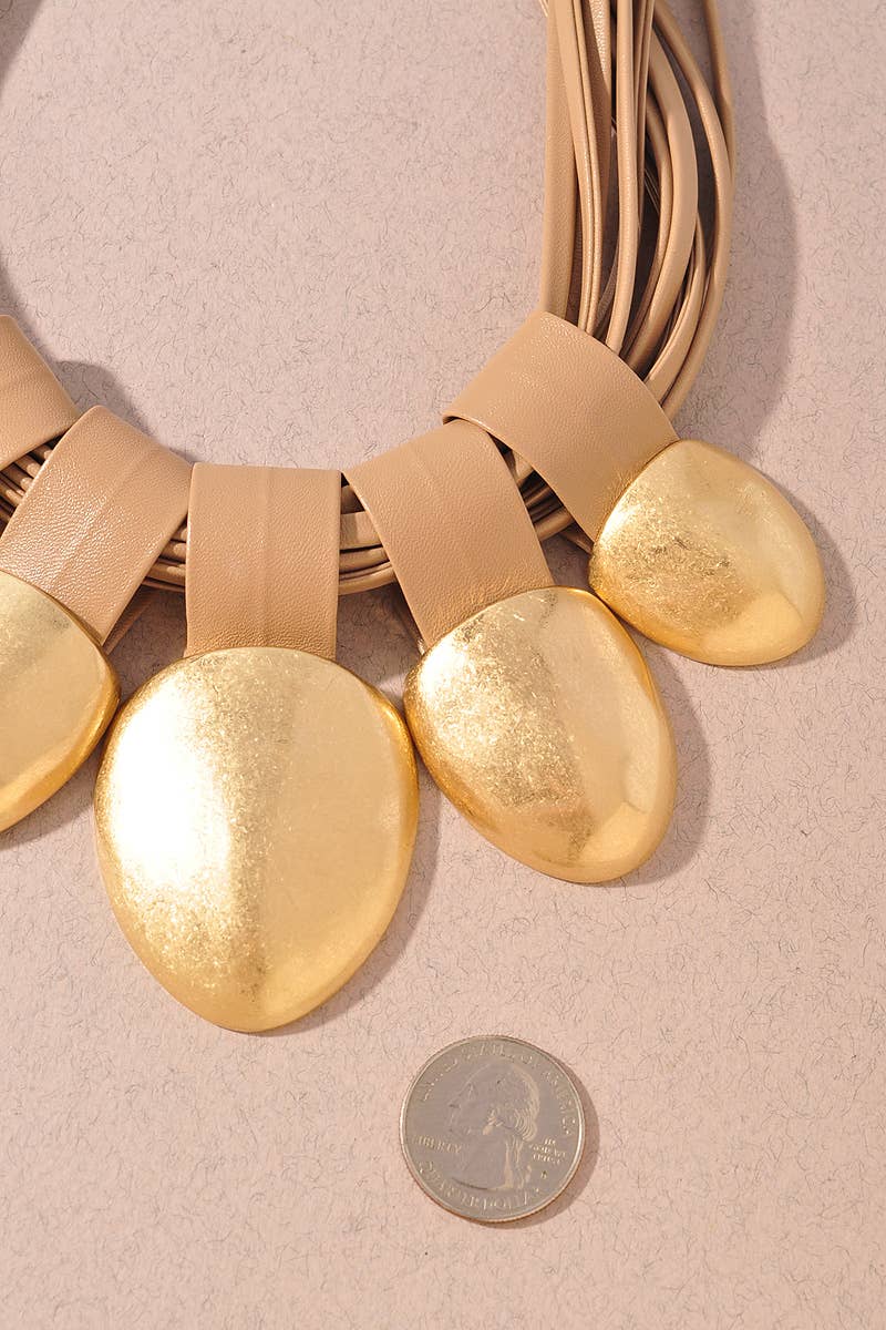 Multi Cord Metal Statement Necklace