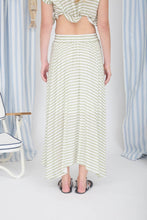 High Waisted Striped Midi Skirt in Lt Olive (REG)