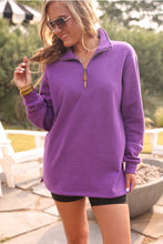 Miley Quarter Zip Pullover Top in Purple (REG/PLUS)