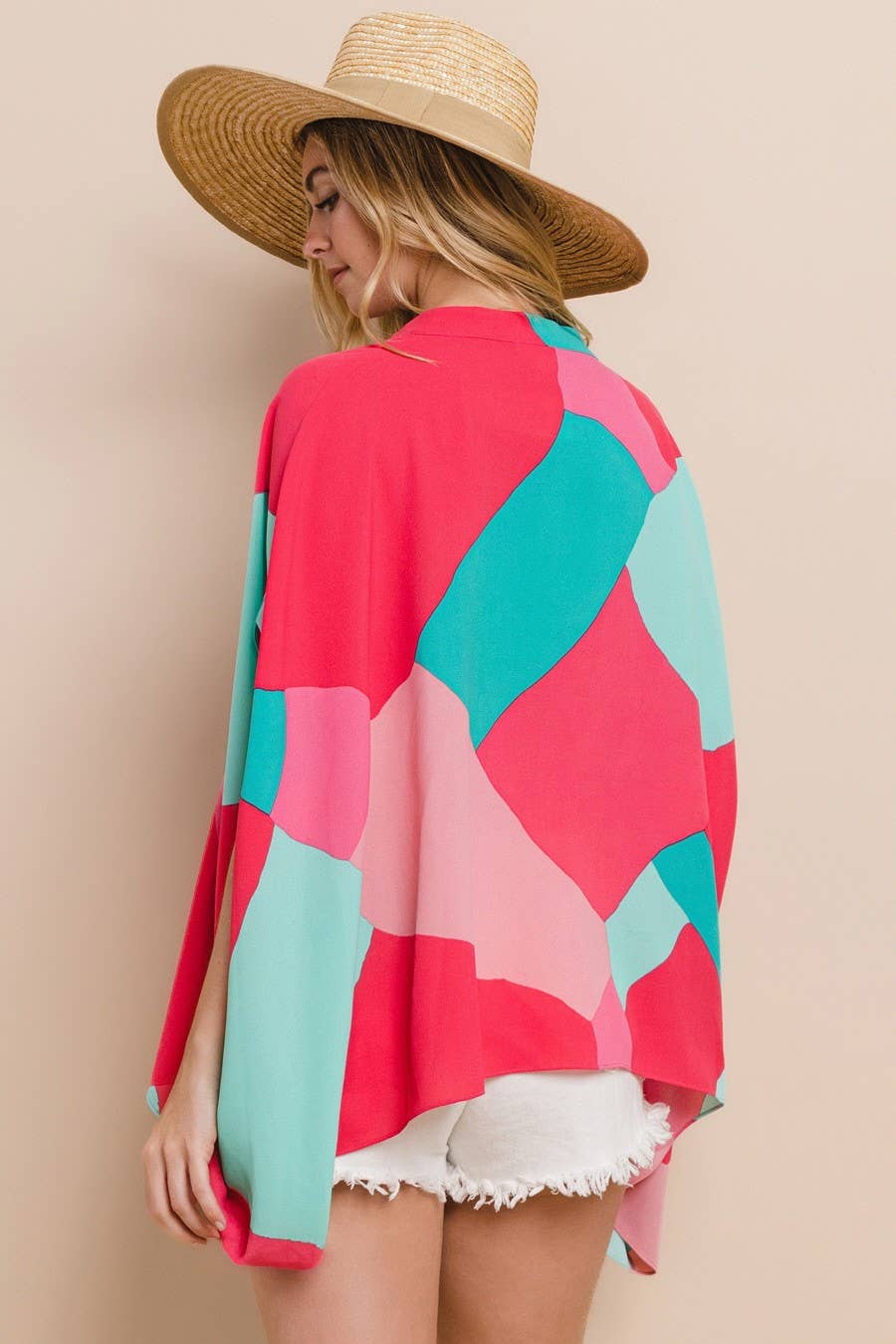 Vibrant Geo Printed Poncho (REG)