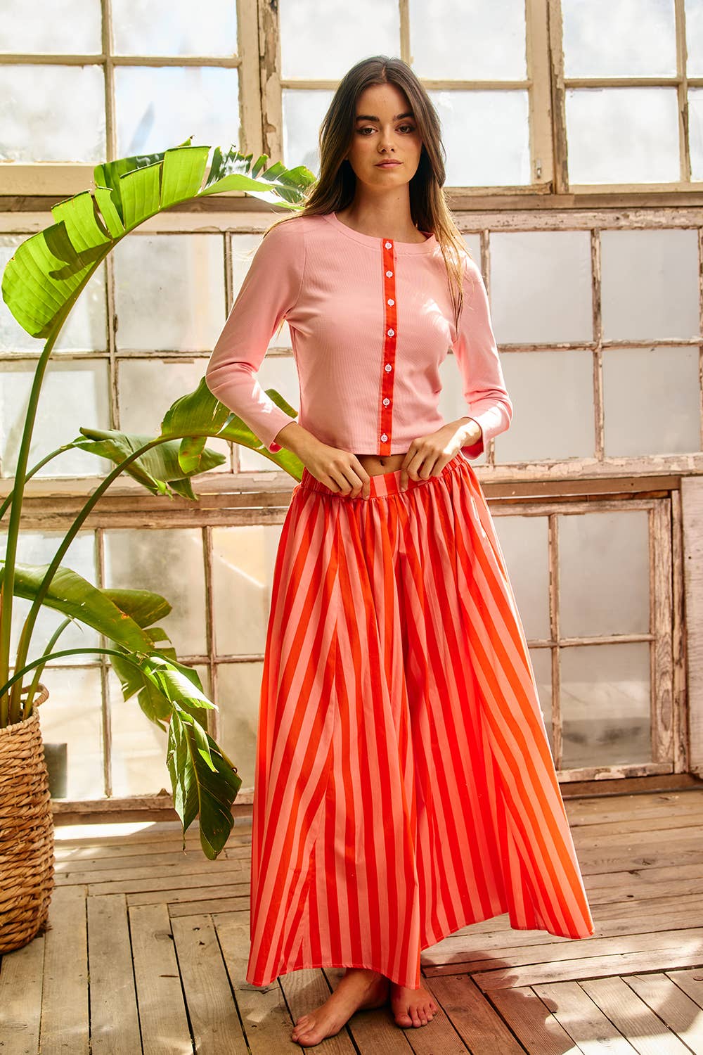 Orange Striped Gaucho Pants (REG)
