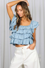 Ruffle Tiered Chambray Top (REG)