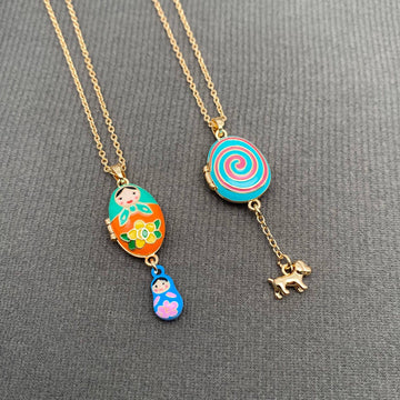 Cute Enamel Locket Necklace