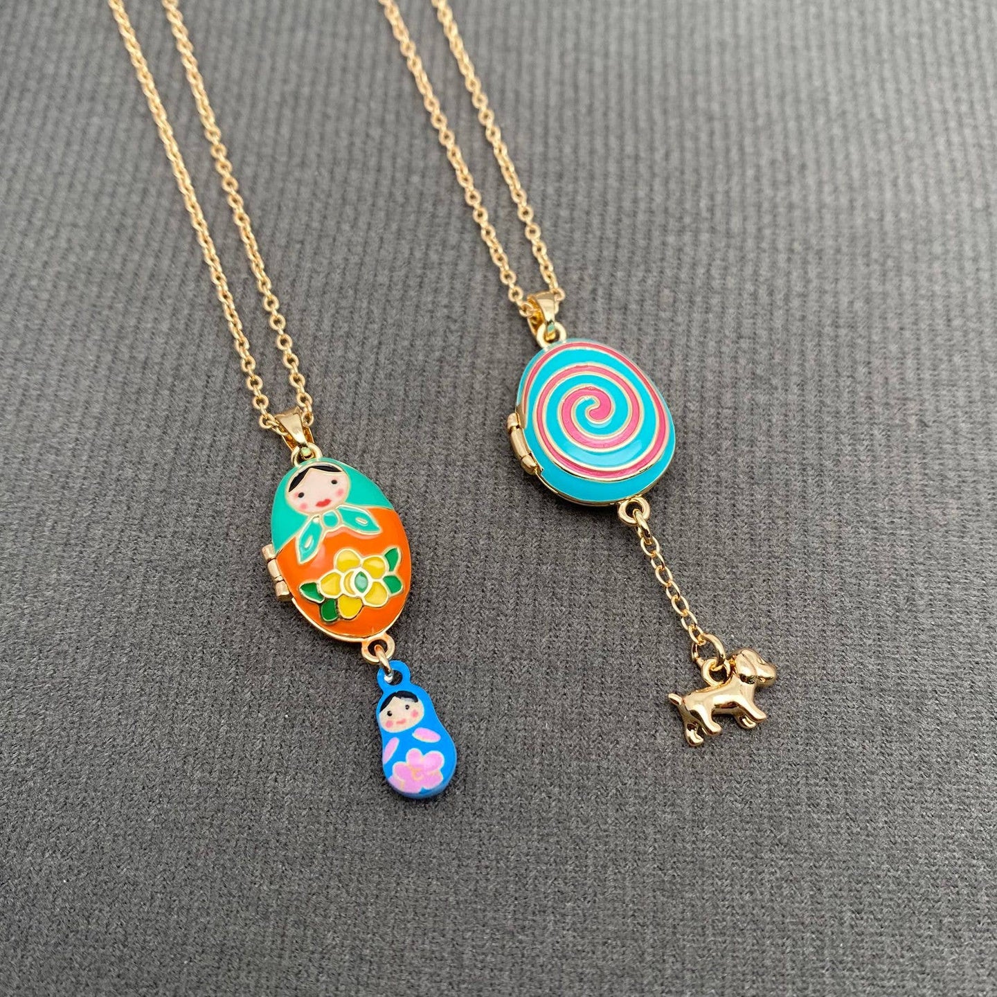 Cute Enamel Locket Necklace