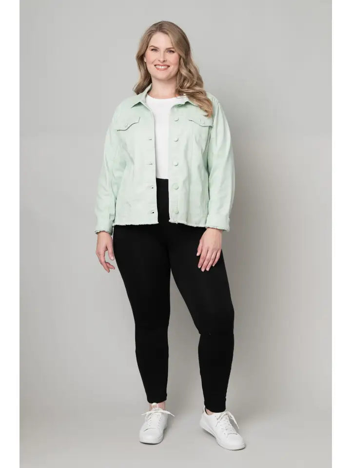 Nina Frayed Denim Jacket in Surf Blue (REG/PLUS)