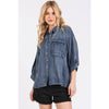 Tencel Dolman Button Top in Dk Denim (REG)