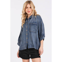 Tencel Dolman Button Top in Dk Denim (REG)