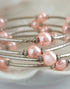 Pink Pearl Memory Wire Bracelet