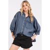 Tencel Dolman Button Top in Dk Denim (REG)
