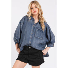 Tencel Dolman Button Top in Dk Denim (REG)