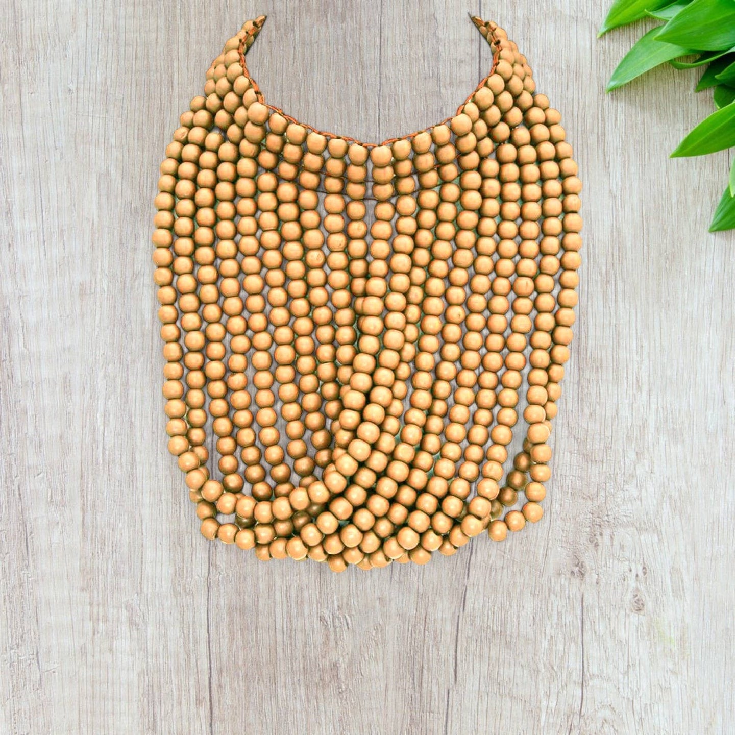 Wood Curtain Statement Necklace
