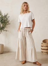 Tiered Linen Palazzo Pants in Natural (REG)