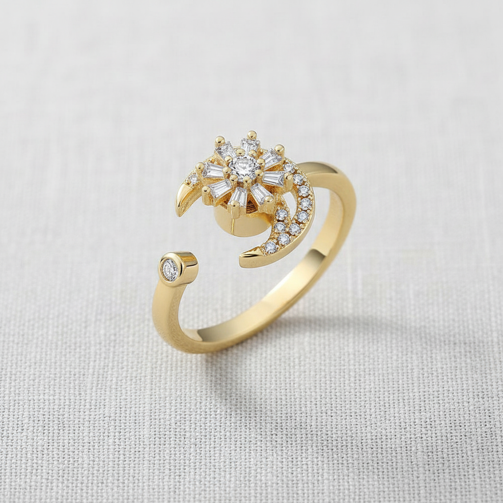 Rotating Crystal Open Ring