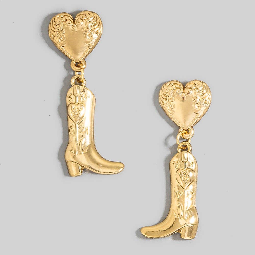 Western Heart And Boot Earrings