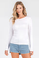 Ribbed Long Sleeve Top in Off White (REG)