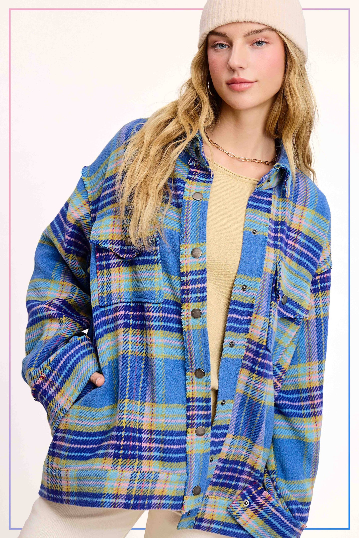 Sky Plaid Shacket (REG)