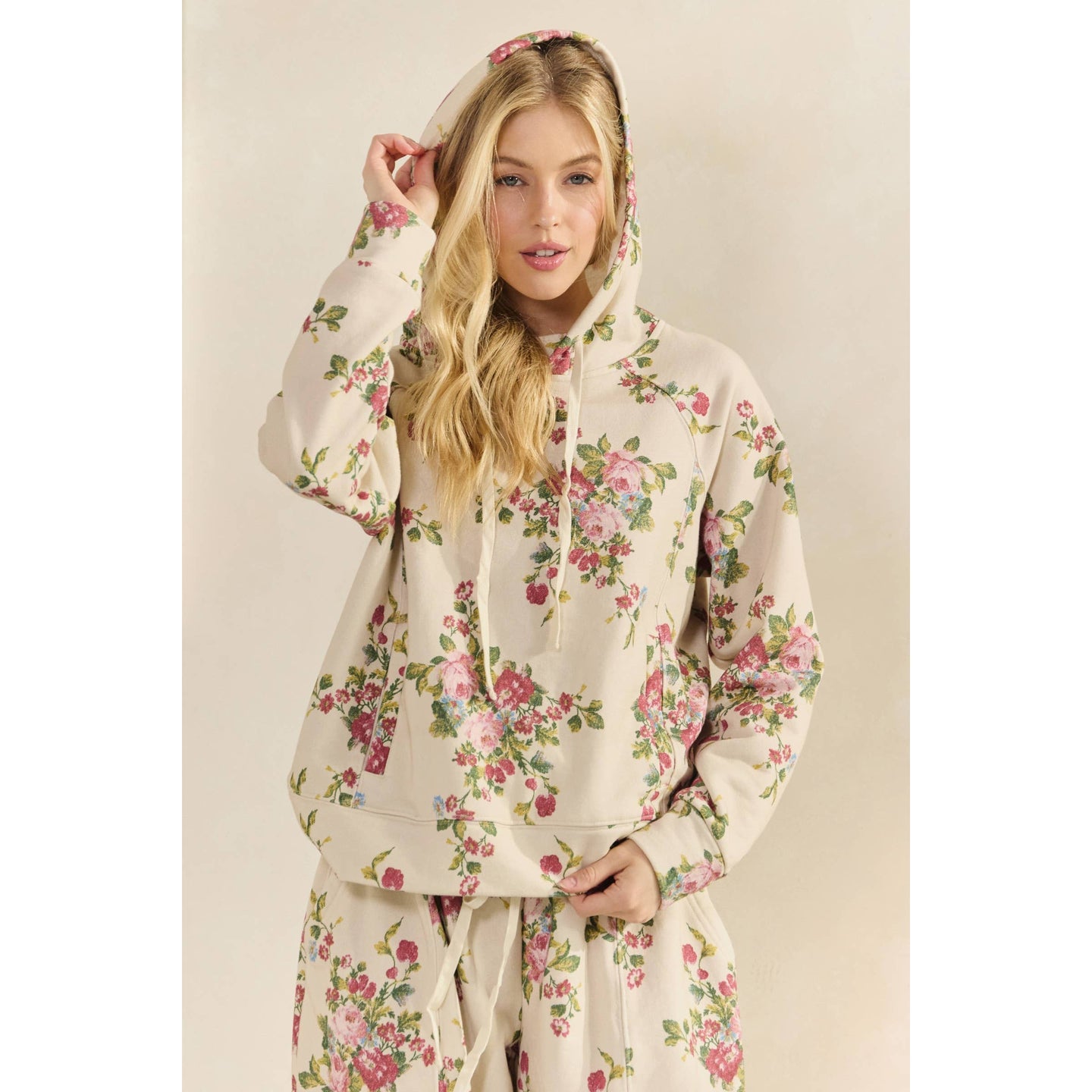Printed Terry Hoodie in Floral (REG)