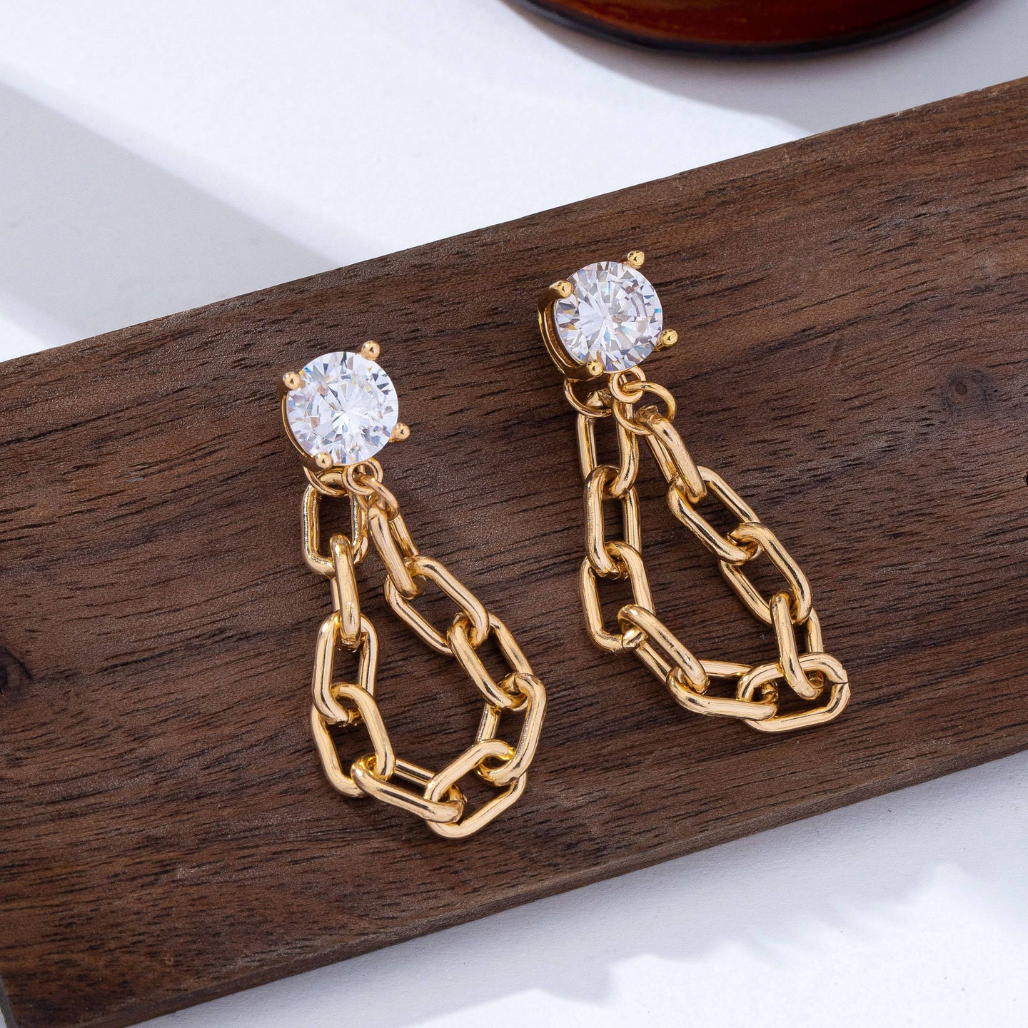 Stud and Chain Hoop Earrings
