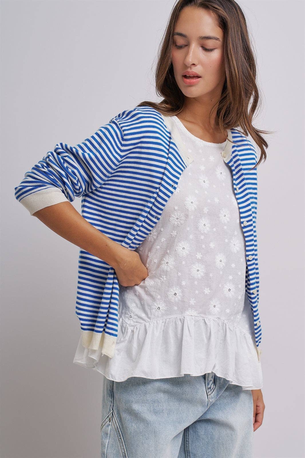 Blue Breton Striped Cardigan (REG)
