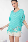 Oversized Fringe Top in Mint (REG)