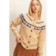 Fair Isle Sweater Cardigan in Beige (REG)