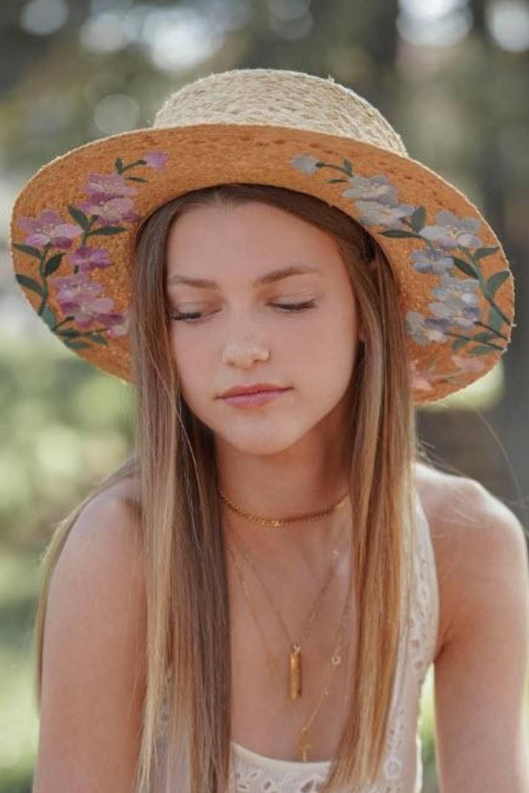 Floral Embroidered Straw Hat