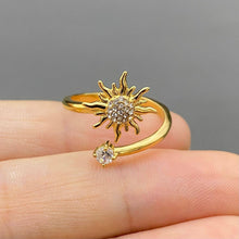 CZ Inlaid Sun 18K Ring