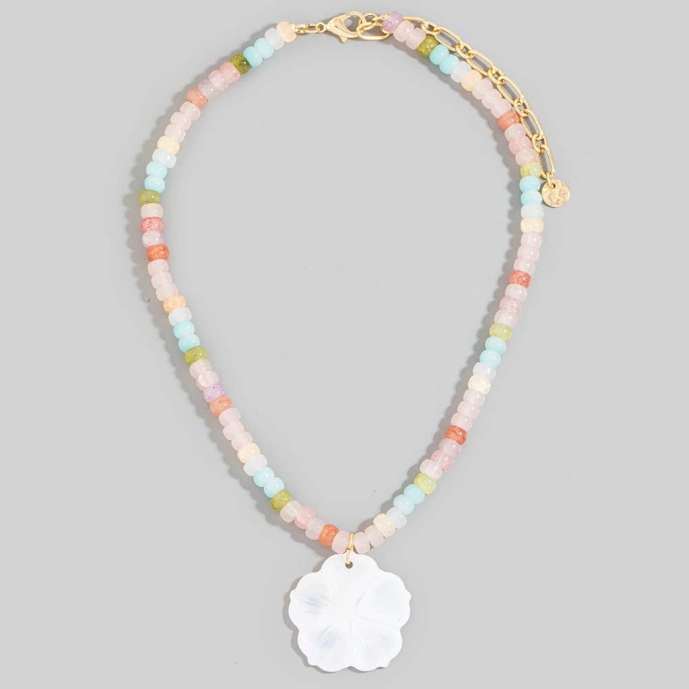 Beaded Shell Flower Necklace