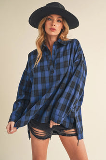 Tamra Plaid Top in Cobalt (REG)