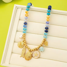 Nautical Blue Beaded Charm Necklace