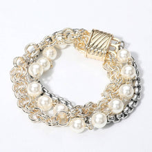 14K Gold Plated Pearl & Chain Magnetic Bracelet